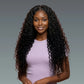Transparent HD deep wave lace front human hair wig – front view on model