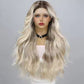 Gold gradient blonde ombre body wave lace wig – Mannequin head with long blonde wig on a gray background