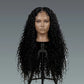 Transparent HD deep wave lace front wig on mannequin head, front view