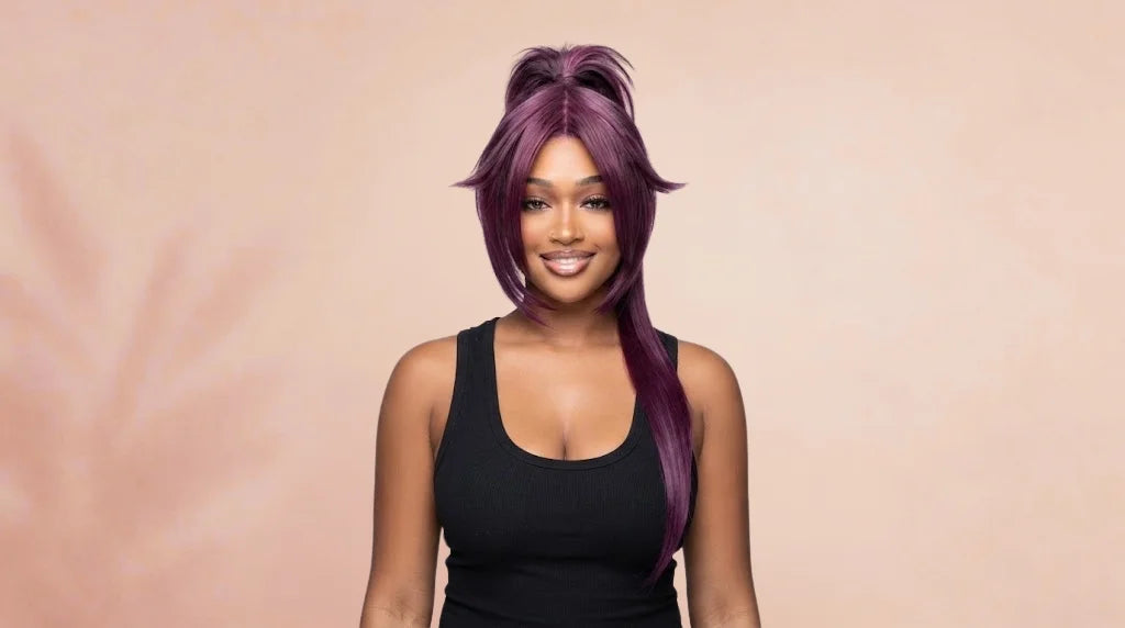 After wearing Yoruichi Shihouin Ponytail Cosplay Wig