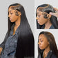Side views of the bone straight 13x4 lace front wig with laid edges and swoop bangs