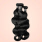 Three bundles of Brazilian body wave human hair in natural black