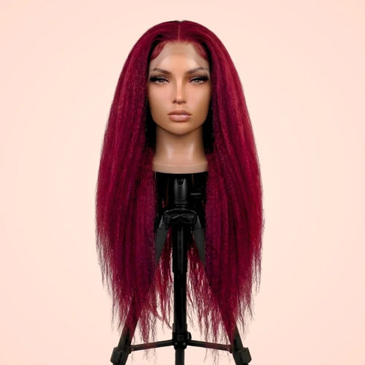 Burgundy Kinky Straight Wig - Wigour
