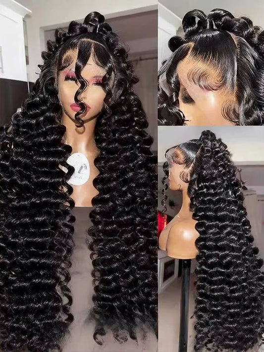 40 Inch Loose Deep Wave 13X4 13X6 Lace Front Human Hair Wigs 250 Density Deep Curly Nature Wave HD Lace Frontal Wig Preplucked