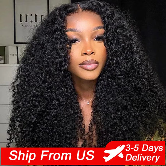 13X4 Jerry Curly Lace Front Wig Deep Kinky Curly Human Hair Wigs Brazilian 4X4 HD Transparent Lace Frontal Closure Wig for Women