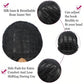 AA long curly synthetic lace front wig – Black wig with features highlighted on a white background