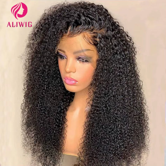 13X4 Jerry Curly Lace Front Wig Deep Kinky Curly Human Hair Wigs Brazilian 4X4 HD Transparent Lace Frontal Closure Wig for Women