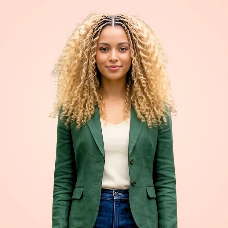 Honey Blonde Highlight Deep Wave Glueless Wig - Wigour