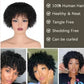 Pixie cut wig features graphic: 100% human hair, tangle free, shedding free and can be curled